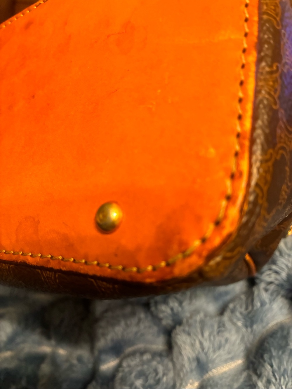 Celine Brown Patterned Dome Messenger Bag with Tan Trim - Picture 8 of 8